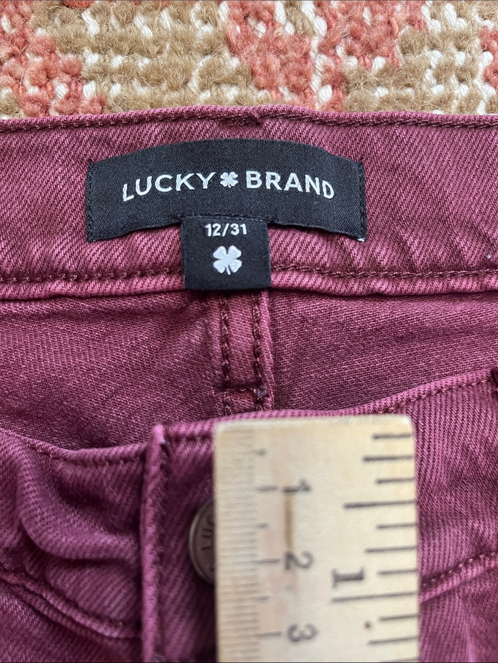 Lucky Brand Burgundy Cropped Jeans 12/31 Button Fly Straight Leg - Picture 4 of 9